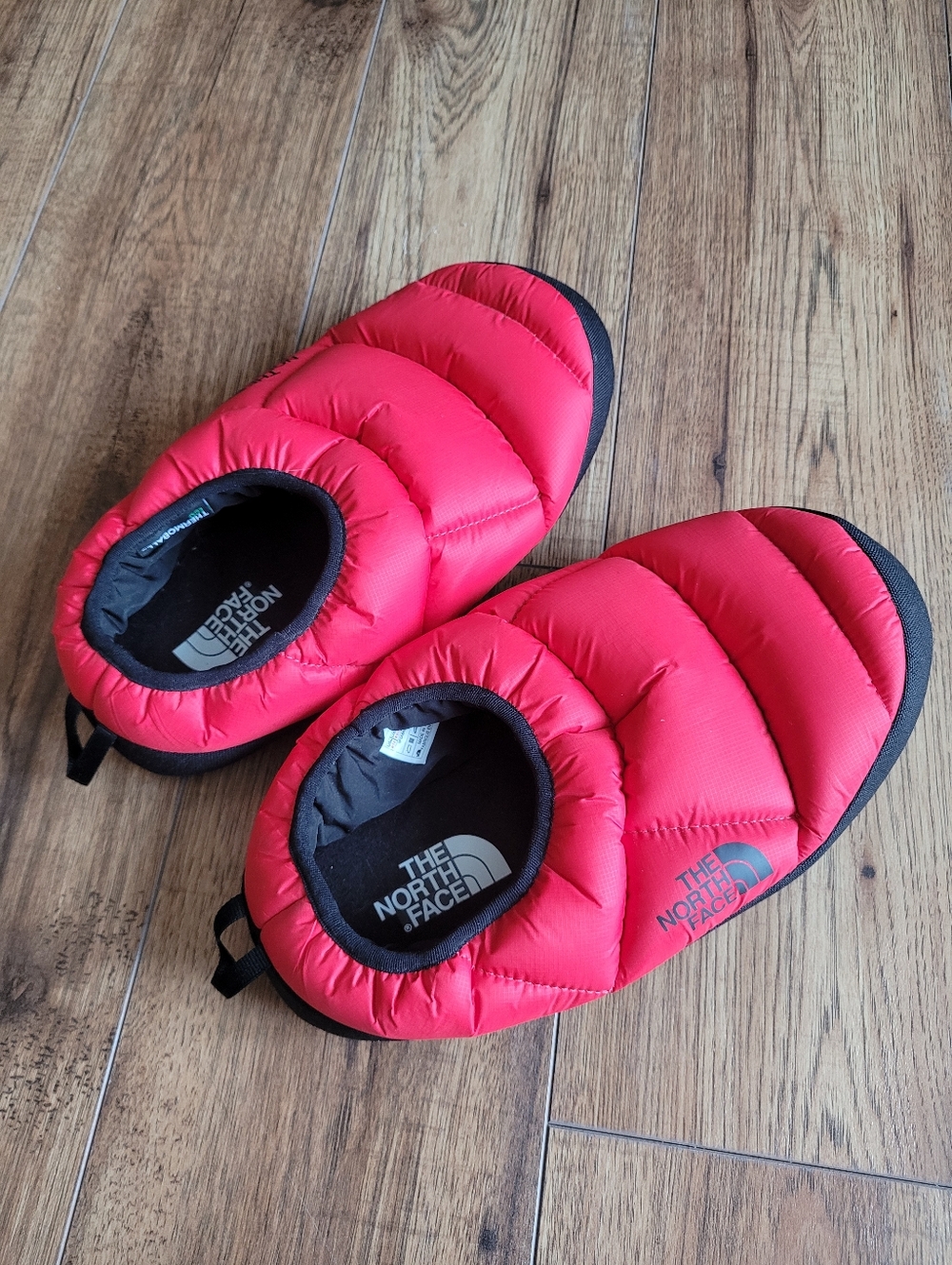The North Face Red and Black Quilted Slip-On Camp Shoe